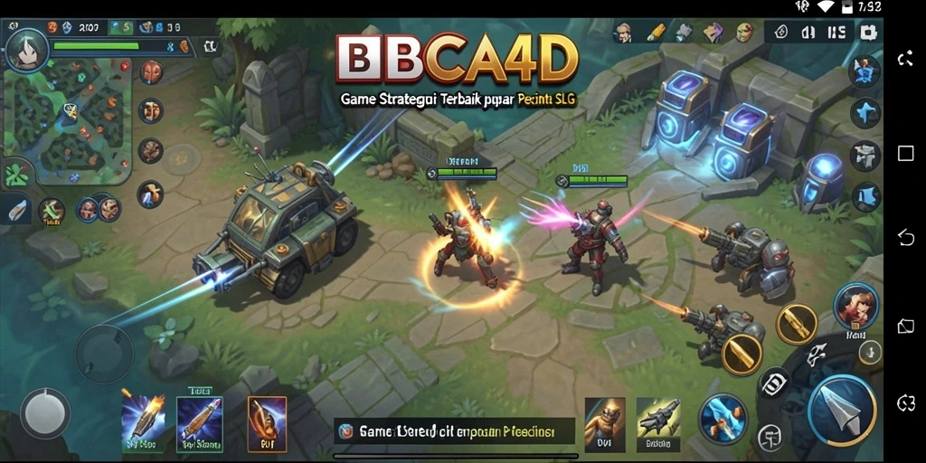 Tangkapan layar gameplay BBCA4D yang menunjukkan strategi bertempur.