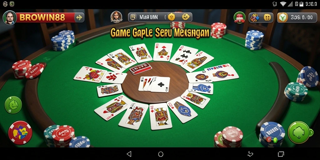 Tampilan gameplay seru dari BROWIN88 dalam permainan Gaple.
