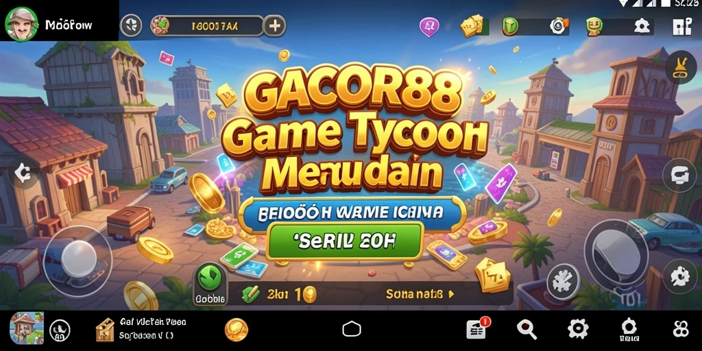 Tangkapan layar GACOR88 menunjukkan aksi seru dalam mengelola bisnis Tycoon.