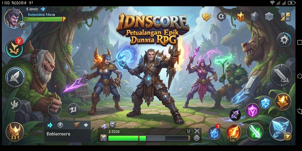 Tangkapan layar menunjukkan aksi pertarungan seru dalam game RPG IDNSCORE.
