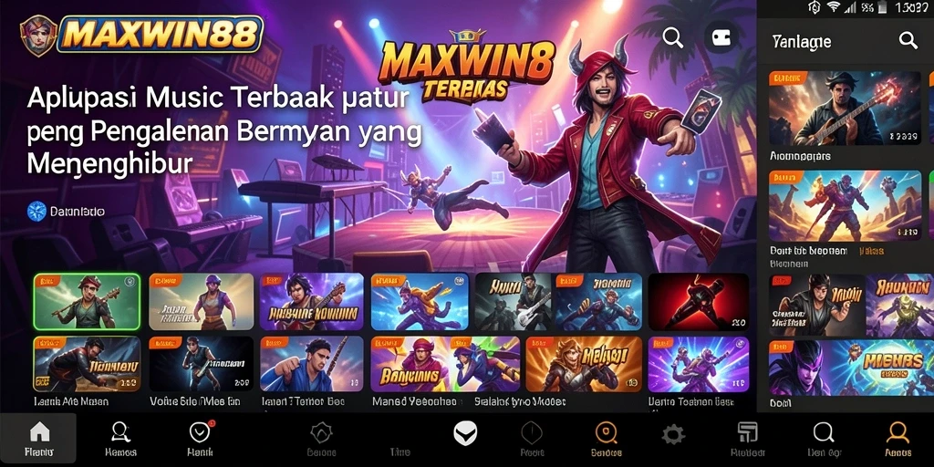 Tampilan screenshot gameplay MAXWIN88 yang menampilkan fitur karaoke dan playlist kustom.