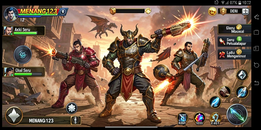 Tampilan seru dari gameplay aksi MENANG123 dengan pertarungan mendebarkan.