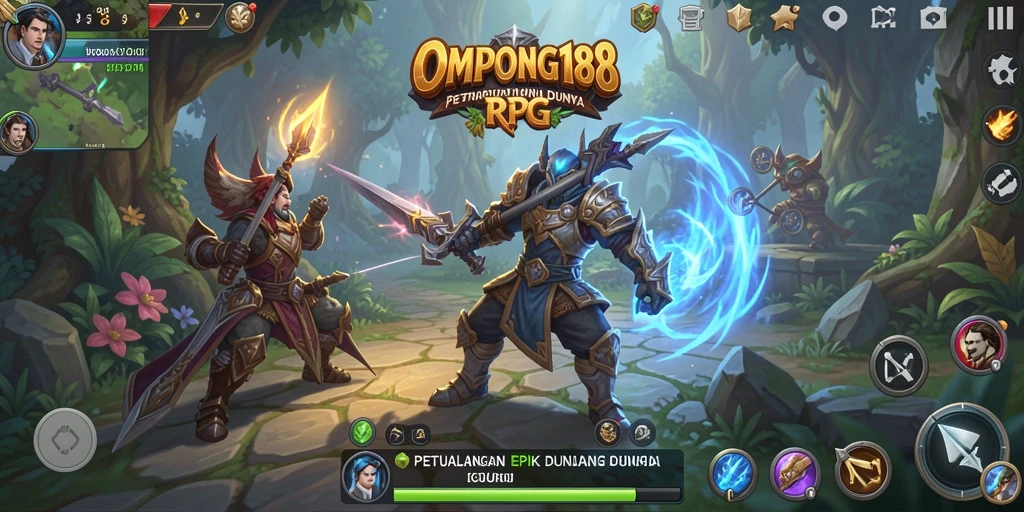 Gameplay seru OMPONG188 dengan karakter dan monster epik.