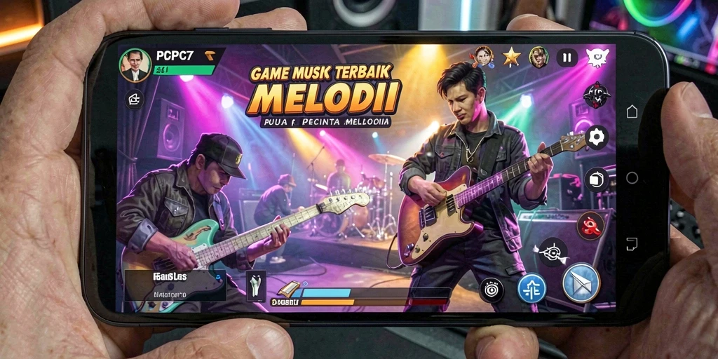 Tampilan antarmuka PCPC7 dengan gameplay musik yang dinamis.