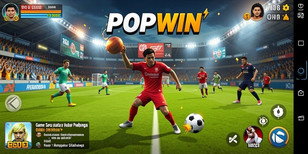 Screenshot gameplay POPWIN yang penuh aksi olahraga seru.