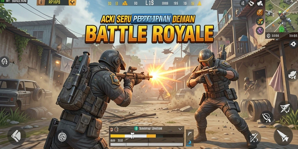 Screenshot utama RPVIP8 menampilkan aksi intens Battle Royale.