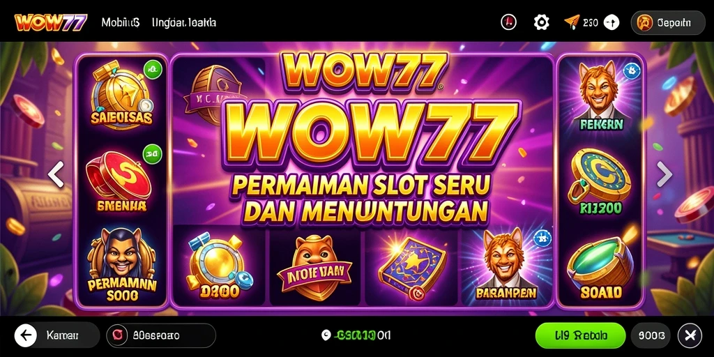 Screenshot WOW77 menampilkan gameplay slot yang menarik dan interaktif.